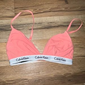Calvin Klein V Neck Bra Coral Small